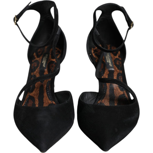Dolce & Gabbana Black Suede Ankle Strap Heels Pumps Shoes Dolce & Gabbana Black