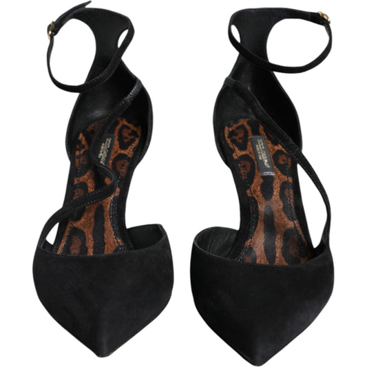 Dolce & Gabbana Black Suede Ankle Strap Heels Pumps Shoes Dolce & Gabbana Black