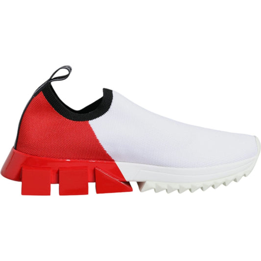 Dolce & Gabbana White Red Low Top Sorrento Men Sneakers Shoes Dolce & Gabbana Firebrick