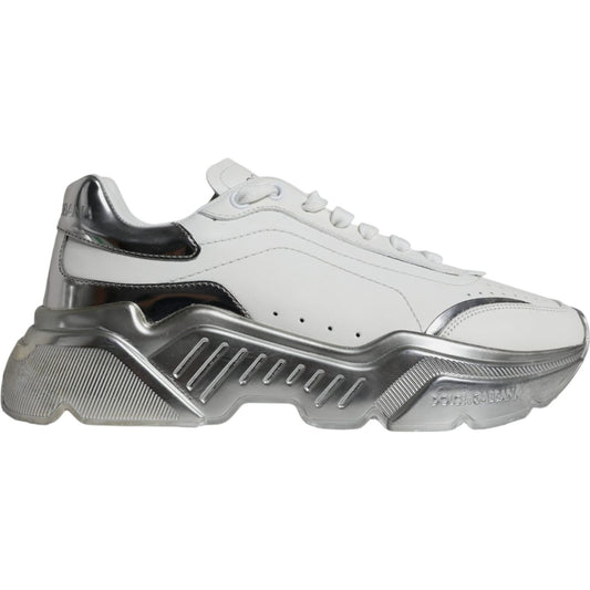 Dolce & Gabbana Silver White Daymaster Low Top Sneakers Shoes Dolce & Gabbana Gray