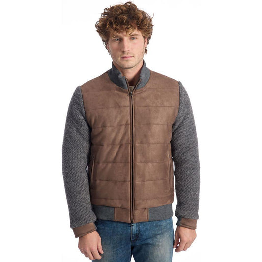 Roberto Pepe Luxury Brown Wool Men Jacket Roberto Pepe Luxury Dim Gray