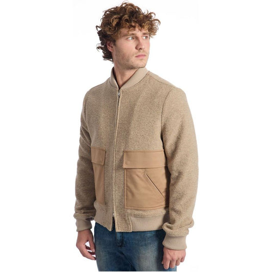 Roberto Pepe Luxury Beige Wool Men Jacket Roberto Pepe Luxury Rosy Brown