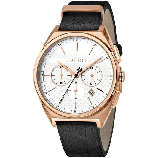 Esprit Black Leather Watch Esprit Dark Slate Gray