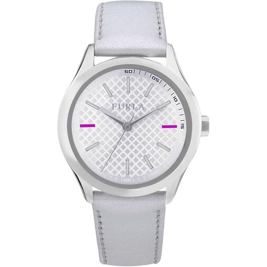 Furla White Leather Watch Furla Light Gray