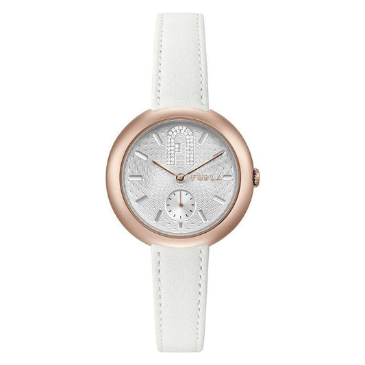 Furla White Leather Watch Furla Light Gray