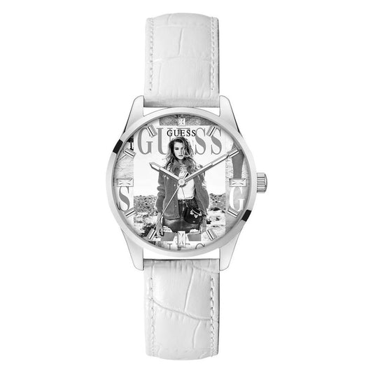 Guess White Leather Watch Guess Light Gray