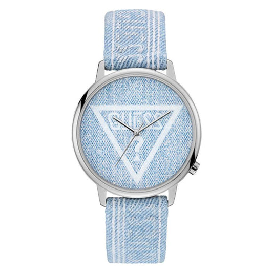 Guess Blue Leather Watch Guess Light Steel Blue