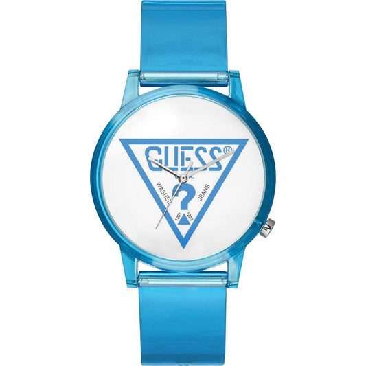 Guess Blue Silicone Watch Guess White Smoke