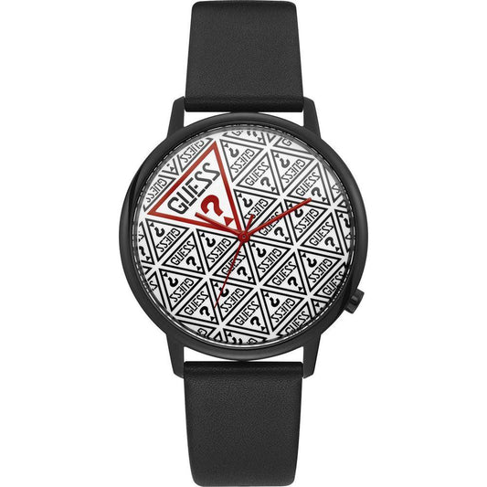 Guess Black Leather Watch Guess Light Gray