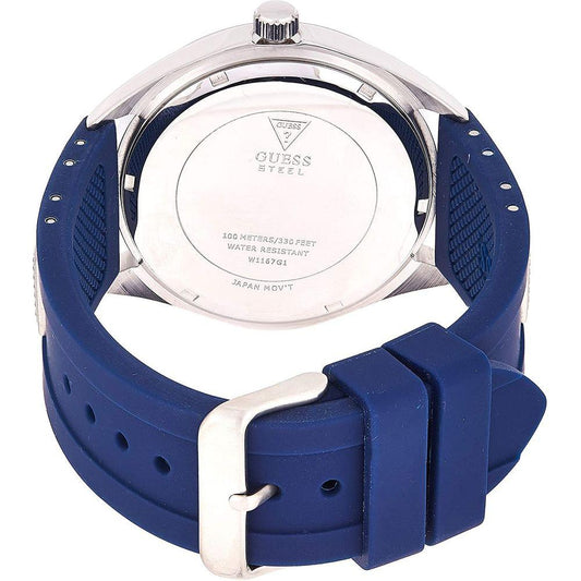 Guess Blue Silicone Watch Guess White Smoke