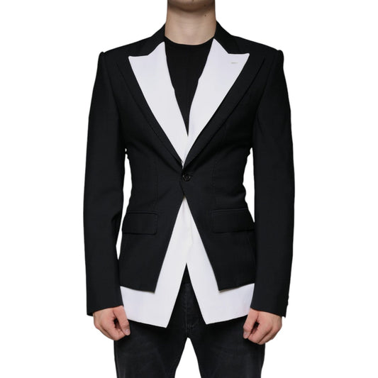 Dolce & Gabbana Black White Single Breasted Dress Blazer Dolce & Gabbana Light Gray