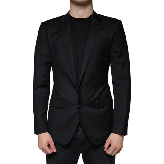 Dolce & Gabbana Black MARTINI Bee Single Breasted Blazer Dolce & Gabbana Black