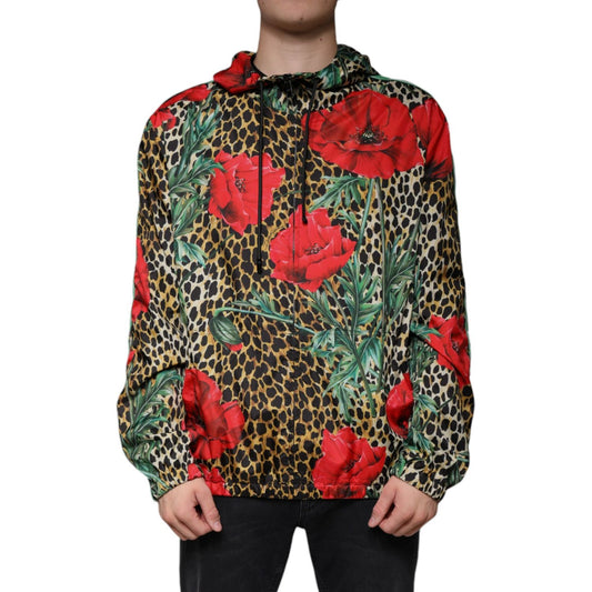 Dolce & Gabbana Multicolor Leopard Floral Hooded Jacket Dolce & Gabbana Dark Slate Gray