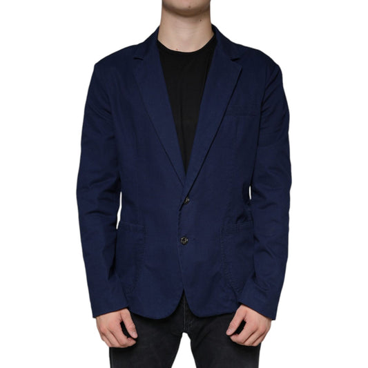 Dolce & Gabbana Blue Notch Single Breasted Dress Coat Blazer Dolce & Gabbana Black