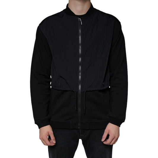 MSGM Black Cotton Full Zip Bomber Long Sleeves Jacket MSGM Black