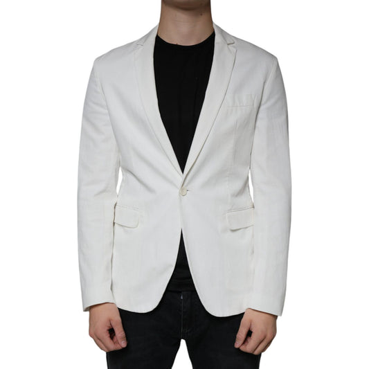 Dondup White Single Breasted One Button Dress Formal Blazer Dondup Gray