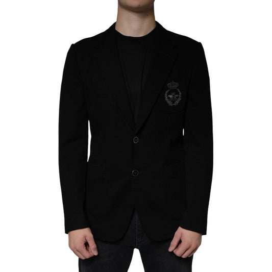 Dolce & Gabbana Black Crown Bee Single Breasted Coat Blazer Dolce & Gabbana Black