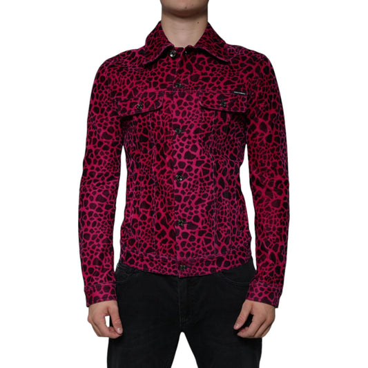 Dolce & Gabbana Fuchsia Leopard Button Down Collared Jacket Dolce & Gabbana Black