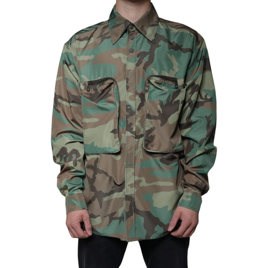 Dolce & Gabbana Multicolor Camouflage Button Down Shirt Dolce & Gabbana Dim Gray