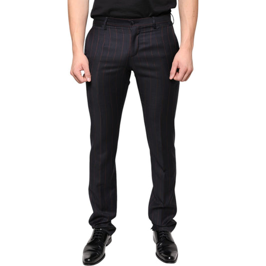 Dolce & Gabbana Black Stripes Skinny Men Dress Pants Dolce & Gabbana Black