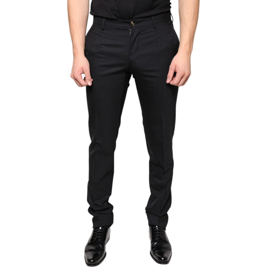 Dolce & Gabbana Black Wool Skinny Men Dress Pants Dolce & Gabbana Black