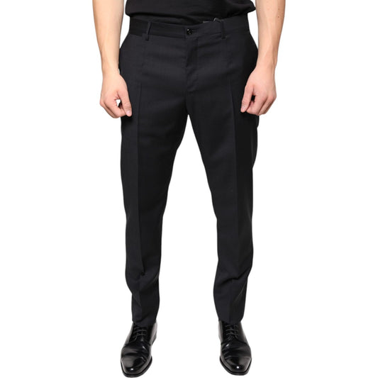 Dolce & Gabbana Black Wool Skinny Men Dress Pants Dolce & Gabbana Black