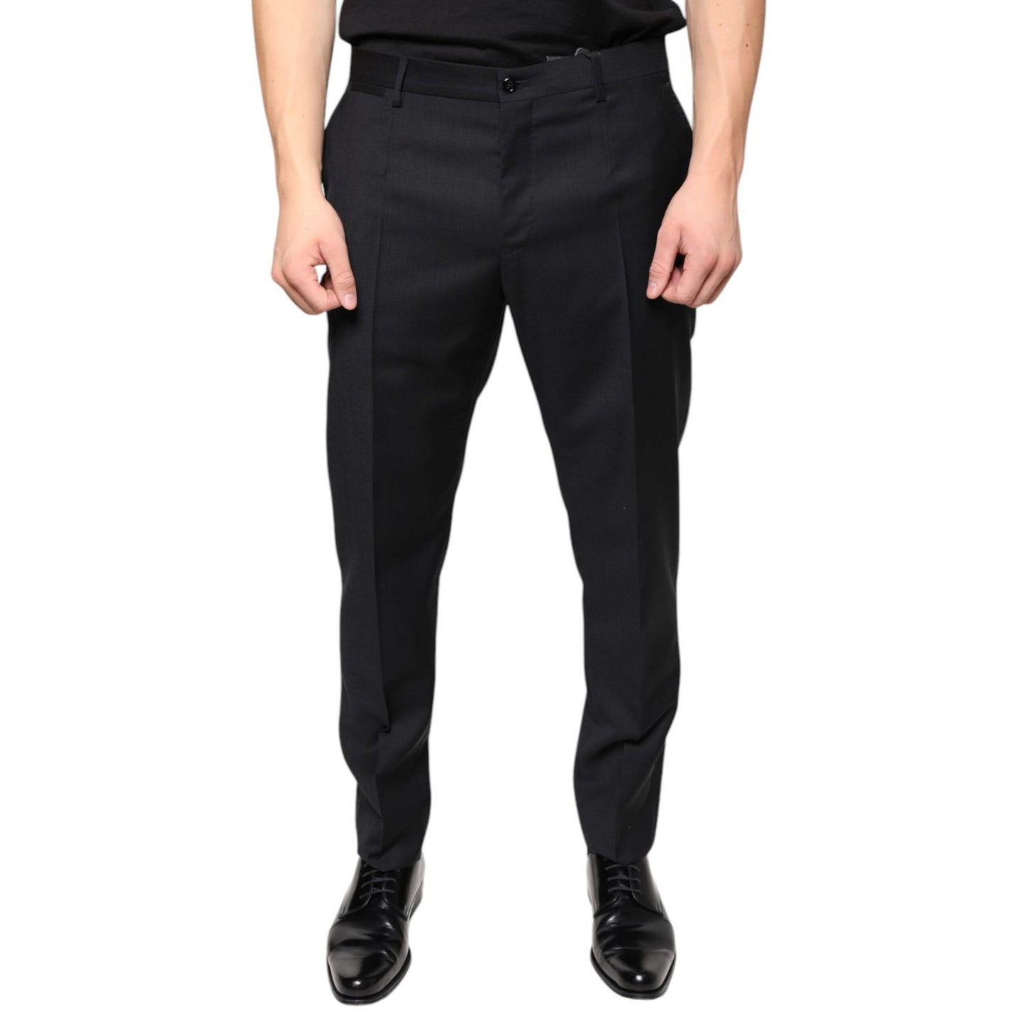 Dolce & Gabbana Black Wool Skinny Men Dress Pants