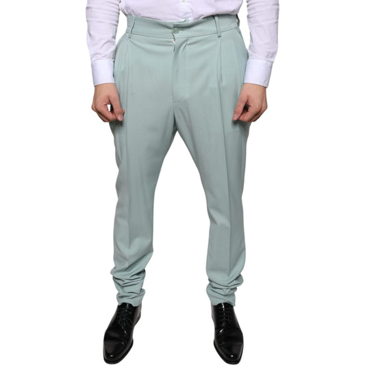 Dolce & Gabbana Mint Green Cotton Dress Pants Dolce & Gabbana Dark Gray
