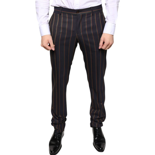 Dolce & Gabbana Brown Stripes Skinny Men Dress Pants Dolce & Gabbana Light Gray