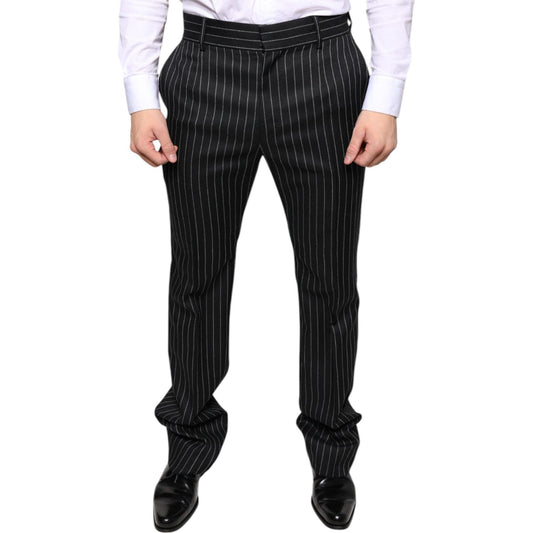 Dolce & Gabbana Black Stripes Skinny Men Dress Pants Dolce & Gabbana Light Gray