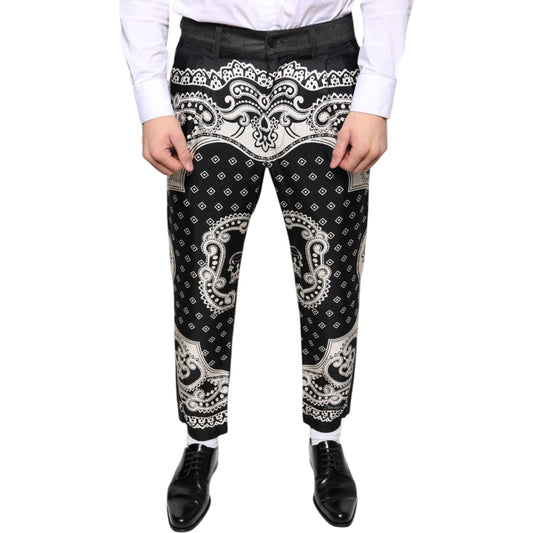 Dolce & Gabbana Black Bandana Silk Dress Pants Dolce & Gabbana Dark Slate Gray
