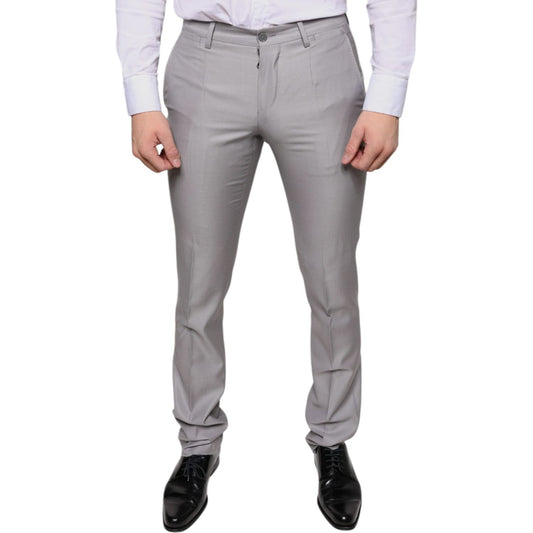 Dolce & Gabbana Light Gray Wool Dress Pants Dolce & Gabbana Light Slate Gray