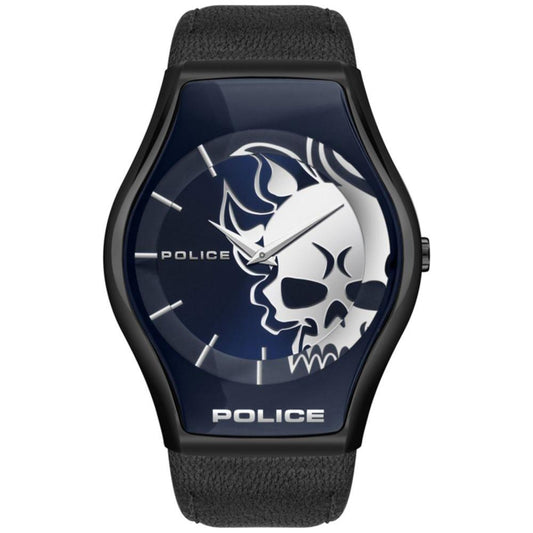 Police Black Leather Watch Police Dark Slate Gray