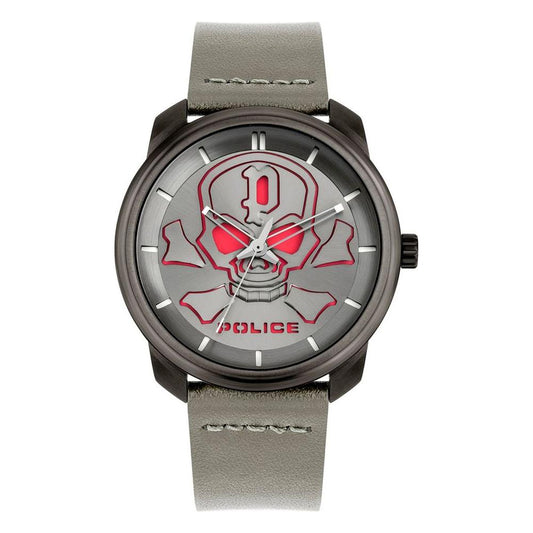 Police Gray Leather Watch Police Light Slate Gray