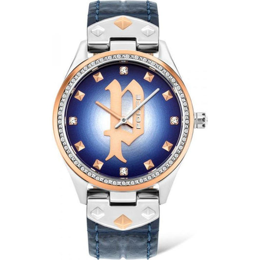 Police Blue Leather Watch Police Light Gray