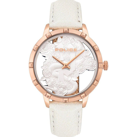 Police White Leather Watch Police Antique White