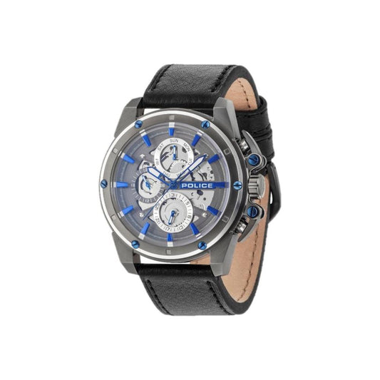 Police Black Leather Watch Police Dim Gray