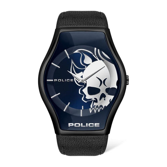 Police Black Leather Watch Police Dark Slate Gray