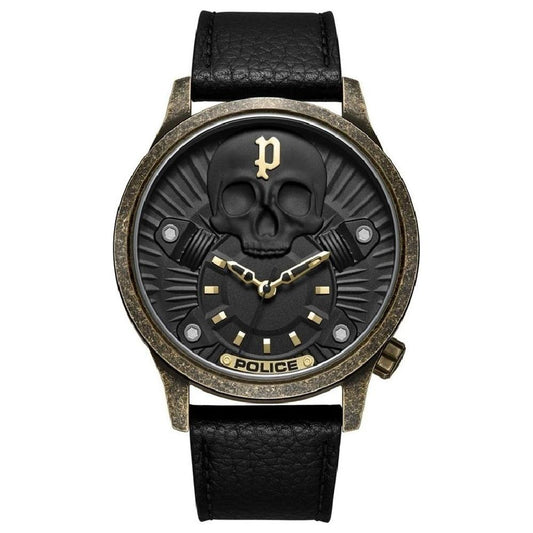 Police Black Leather Watch Police Dark Slate Gray