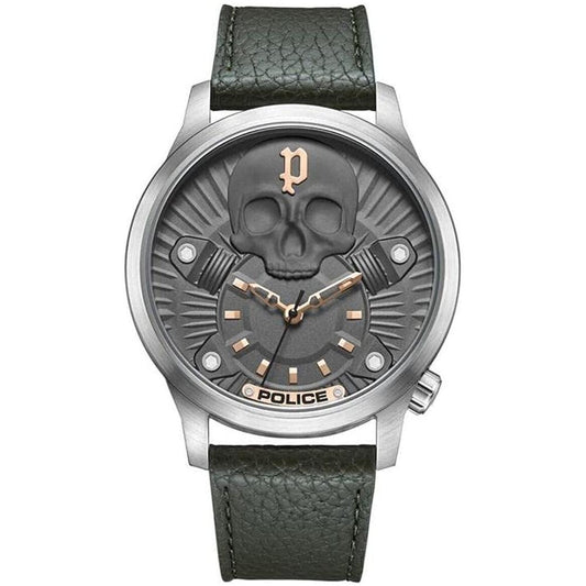 Police Green Leather Watch Police Dim Gray