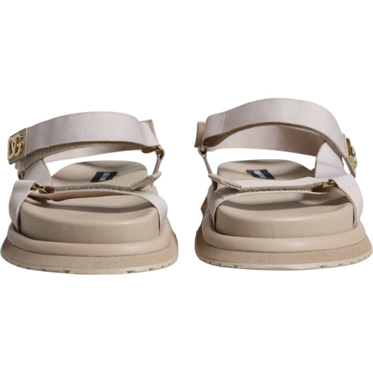 Dolce & Gabbana Beige Nappa Devotion Strap Men Sandals Shoes Dolce & Gabbana Rosy Brown