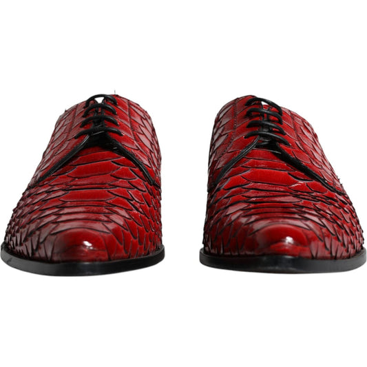 Dolce & Gabbana Red Textured Varnished Derby Men Formal Shoes Dolce & Gabbana Saddle Brown