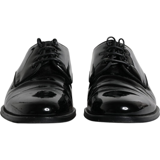 Dolce & Gabbana Black Leather Lace Up Men Derby Formal Shoes Dolce & Gabbana Black