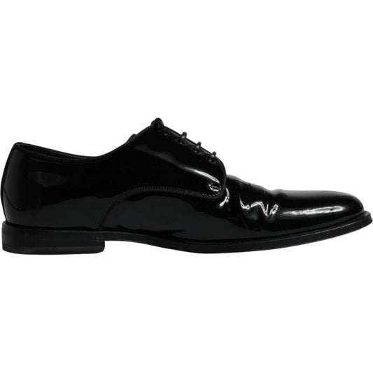Dolce & Gabbana Black Leather Lace Up Men Derby Formal Shoes Dolce & Gabbana Black