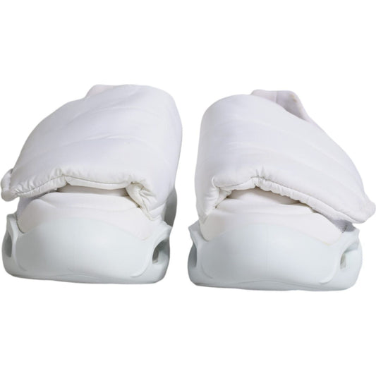 Dolce & Gabbana White Padded Fabric Low Top Sneakers Shoes Dolce & Gabbana Light Gray