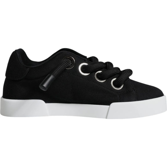 Dolce & Gabbana Black Portofino Low Top Sneakers Shoes Dolce & Gabbana Black