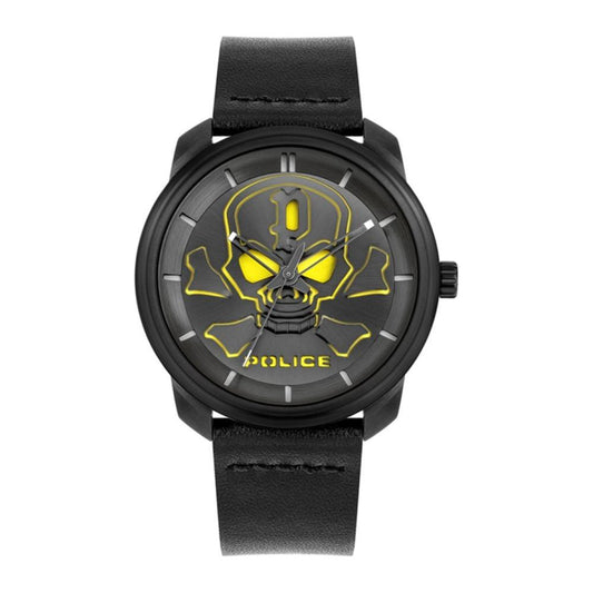 Police Black Leather Watch Police Dark Slate Gray