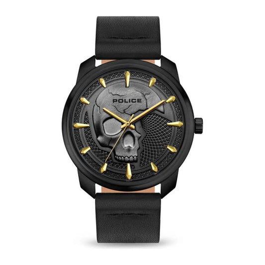 Police Black Leather Watch Police Dark Slate Gray