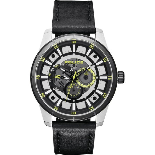 Police Black Leather Watch Police Light Gray