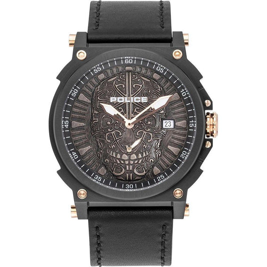 Police Gray Leather Watch Police Dark Slate Gray